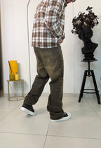 Jeans Baggy Dirty Wash con Borchie / Mud Denim Wide Leg