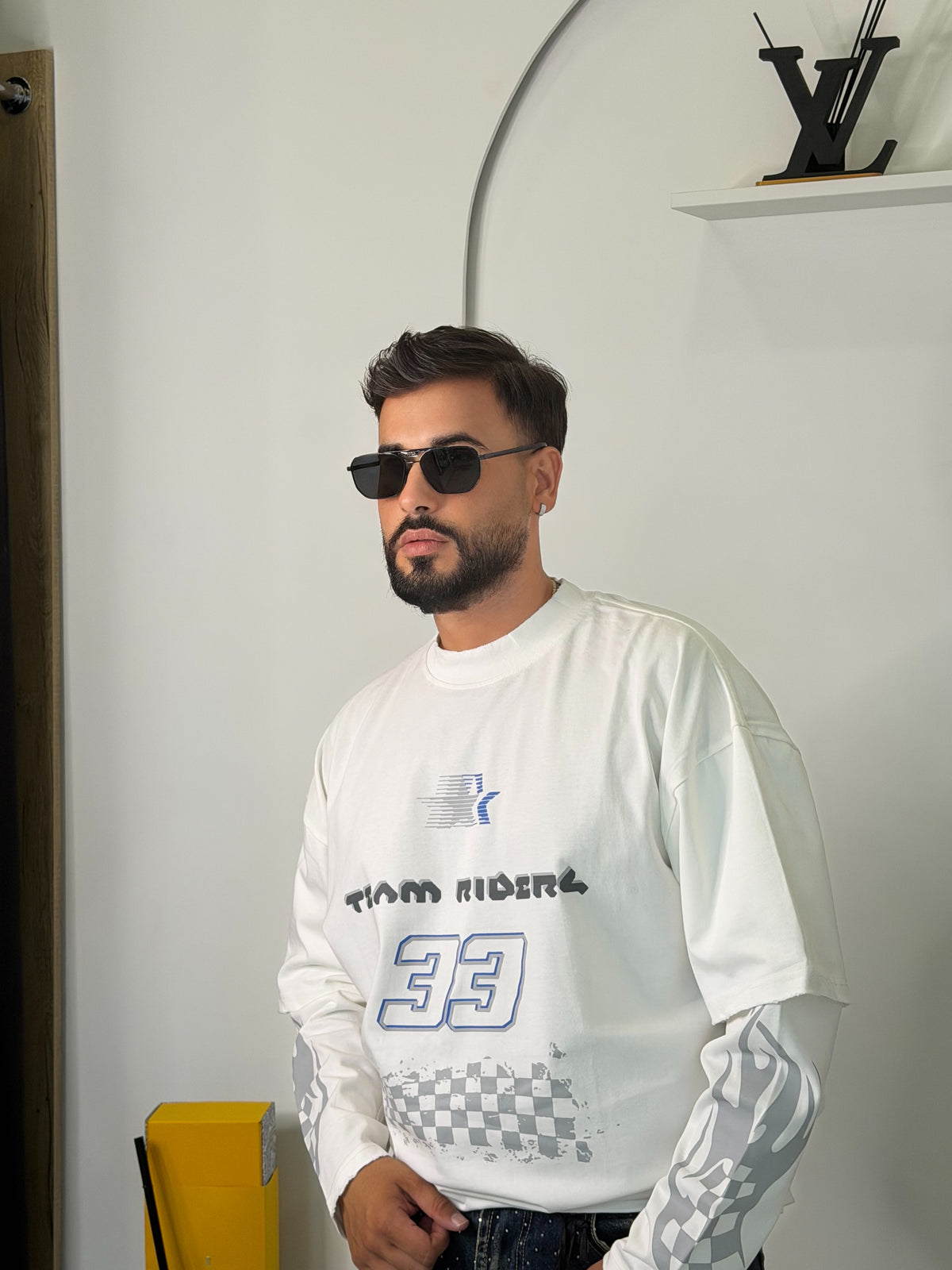 T-Shirt Oversize Layered / Maglia Bicolore Stile Racing
