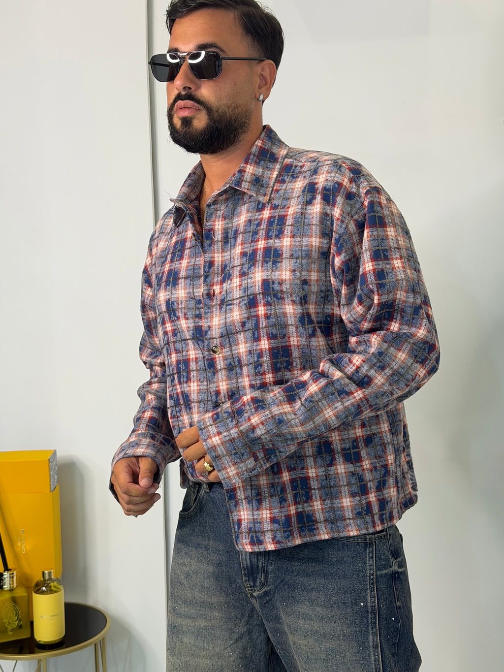 Camicia Over-Shirt / Flanella Quadri Effetto Acid Wash
