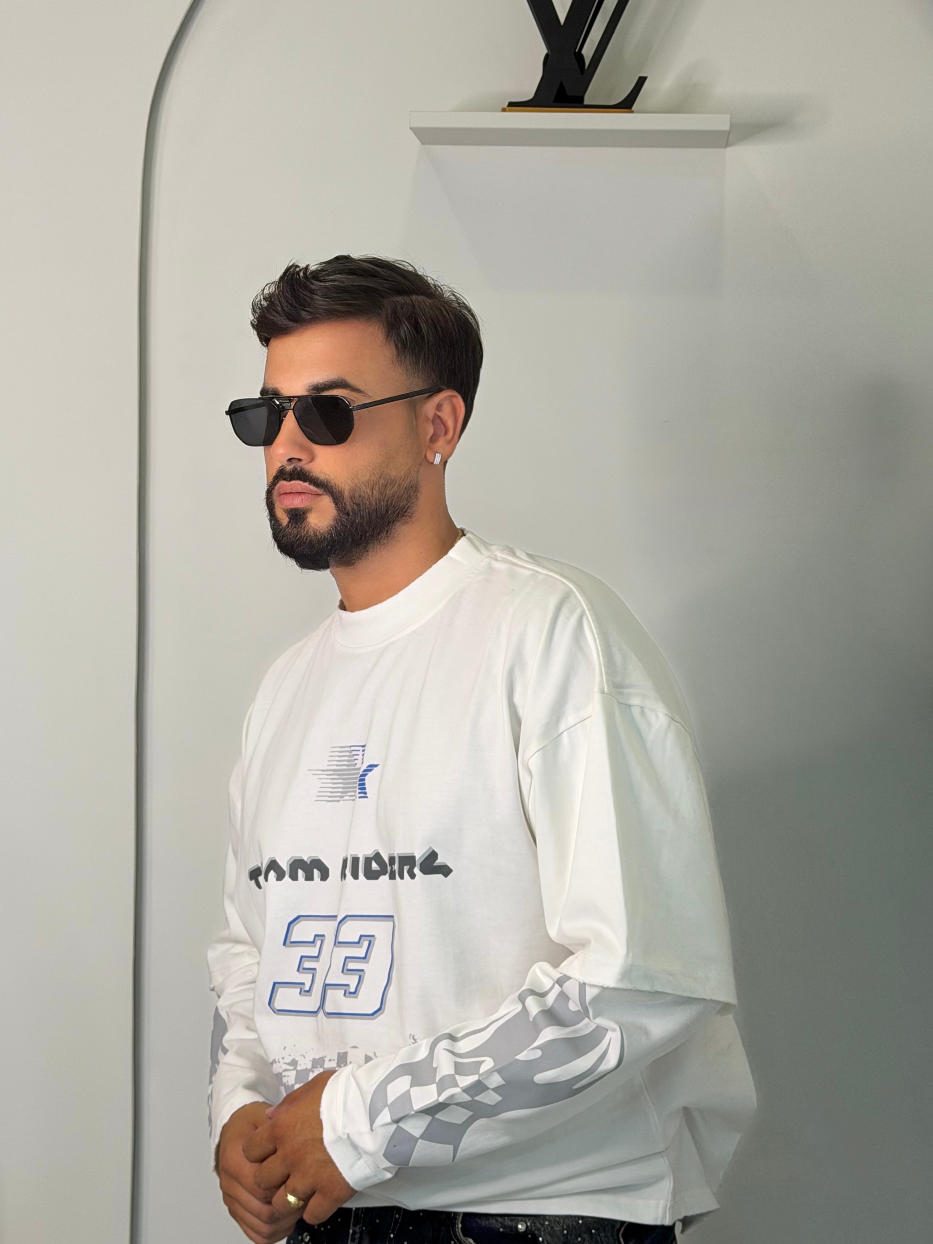 T-Shirt Oversize Layered / Maglia Bicolore Stile Racing