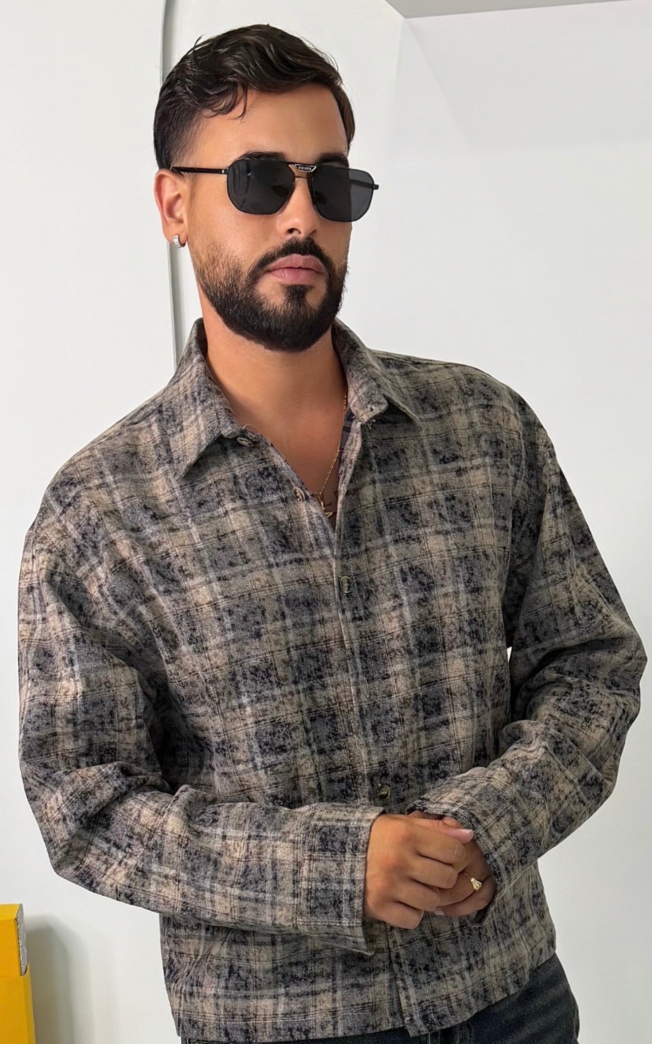 Camicia Over-Shirt / Flanella Quadri Effetto Acid Wash