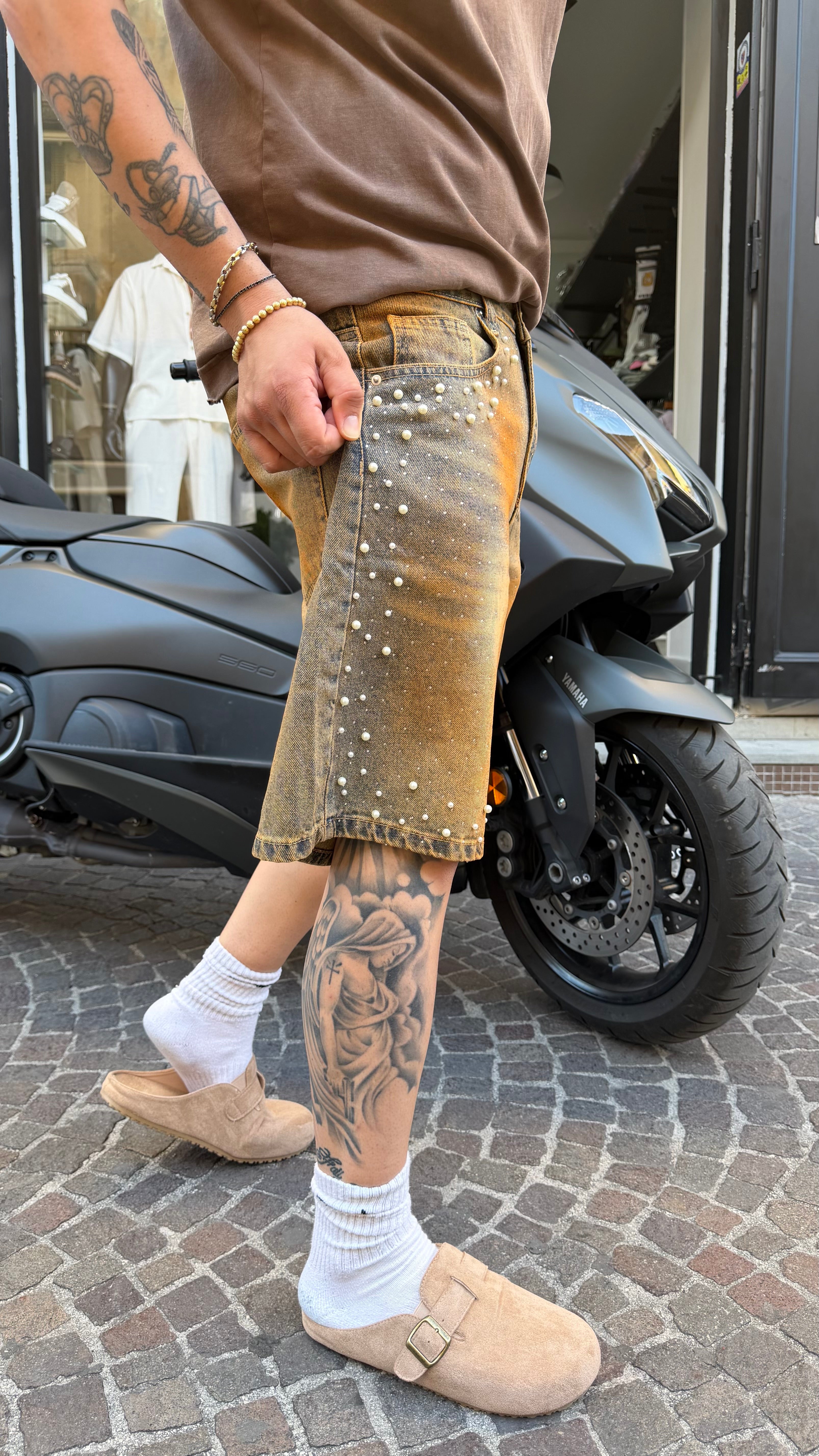 Bermuda over brillantinato strass