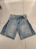 Bermuda denim zip laterale con strass