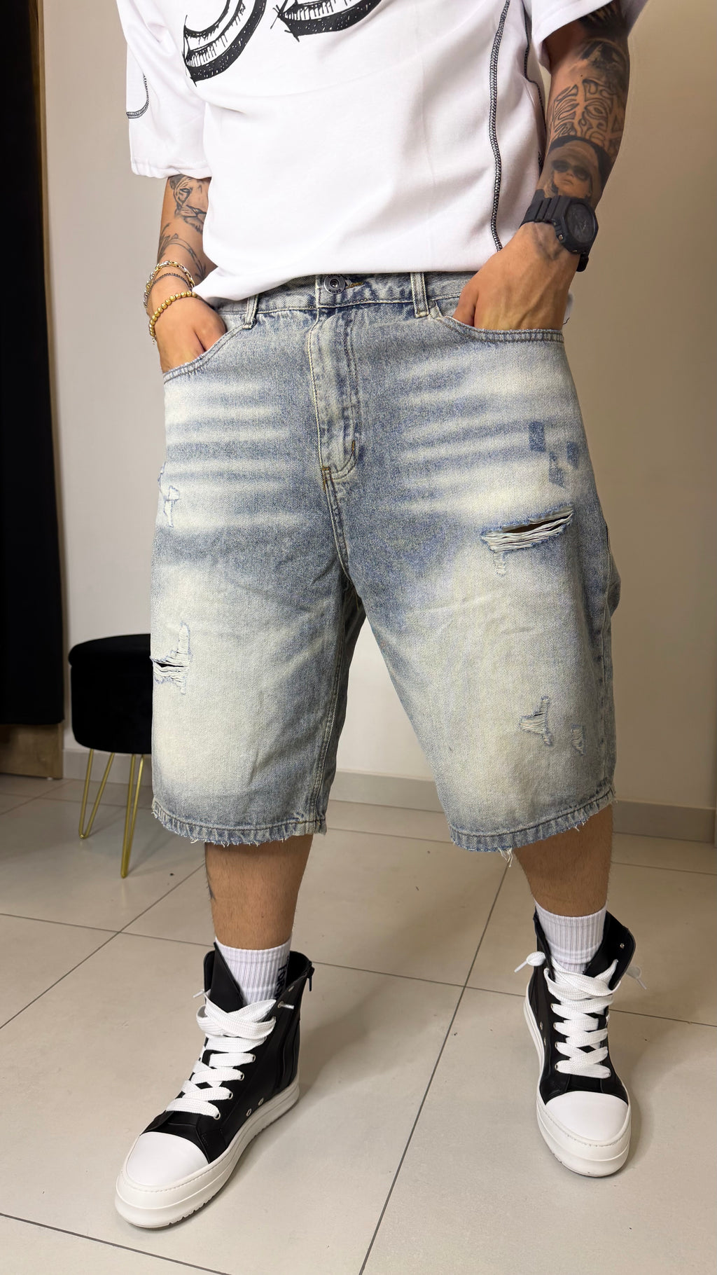 Pantaloncino regular fit stratched