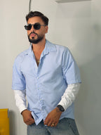 Camicia a Righe Effetto Layered (Doppio Manica)